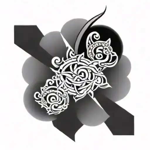 777 diagnol / horizontal tattoo design idea