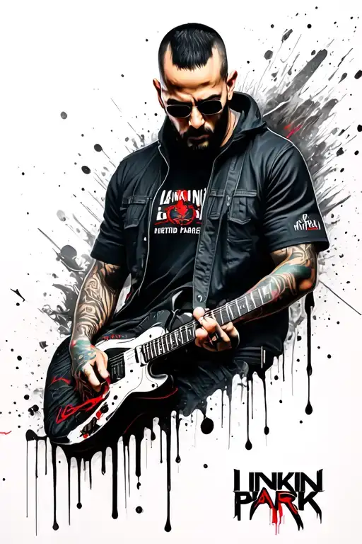 Linkin Park metora spray paint guy with hybrid theory behind him  tattoo design idea