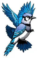 blue jay bird flying tattoo design idea