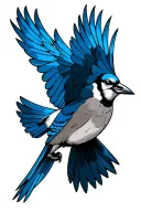 blue jay bird flying tattoo design idea