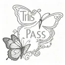 the words THIS TOO shall pass with a semicolon butterfly on the right cornner of the tattoo just abov eth words  tattoo design idea