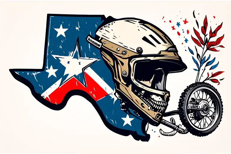 state of Texas and dirt bike racing helmet tattoo design idea