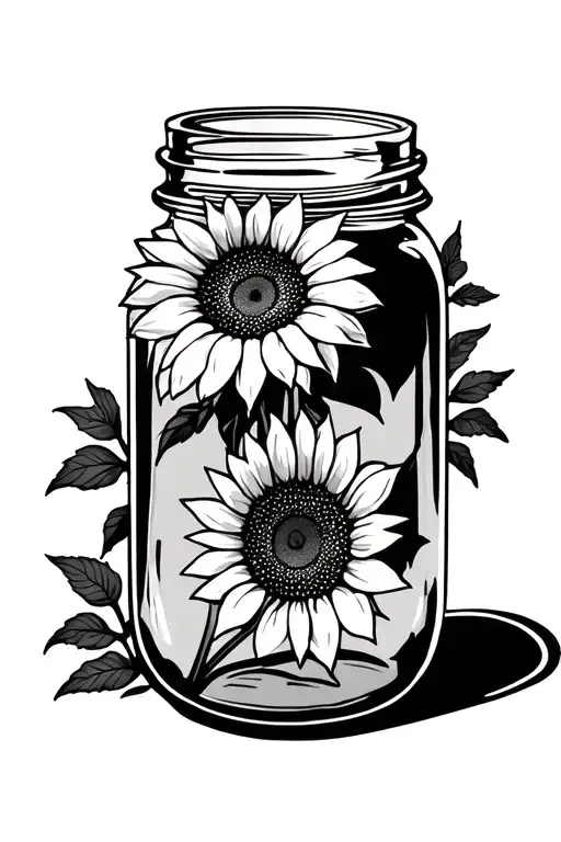 mason jar with sunflower tattoo tattoo design idea