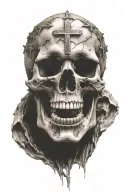 skull with crosses carved on it tattoo design idea