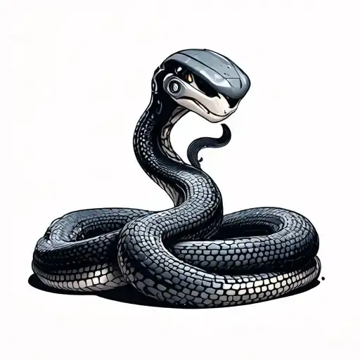 Coverup robot snake tattoo design idea