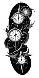 compasses, clocks tattoo design idea