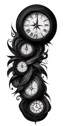 compasses, clocks tattoo design idea