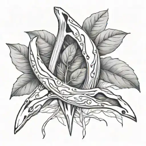 wishbone wrapped in eucalyptus leaves tattoo design idea