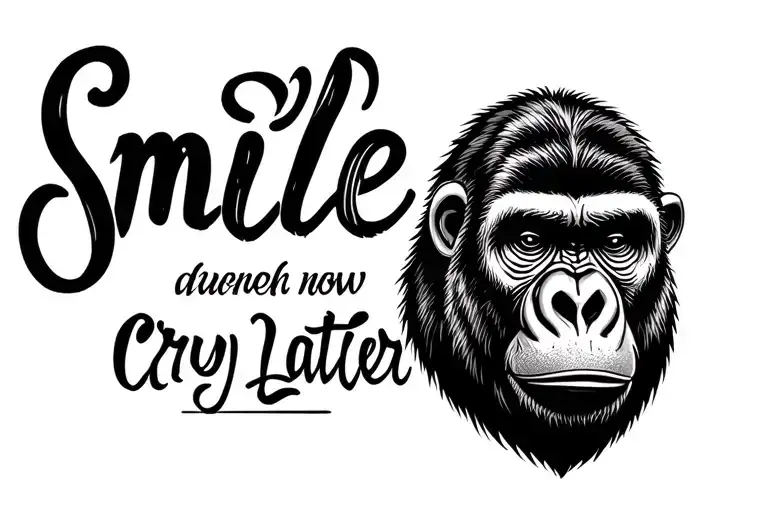"Arboleros" Smile now Cry Later in Gorilla head tattoo tattoo design idea