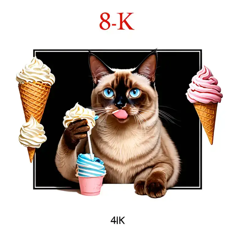 fat lynx point siamese cat eating i e cream cone tattoo design idea