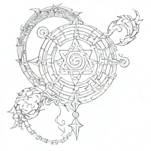 alchemy jungian symbol incorporating elements tattoo design idea