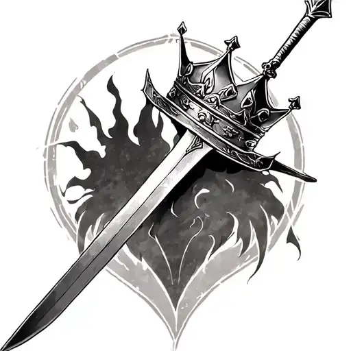 tatto from Vinland saga manga with the crown that a sword from bleach pointing this crown tattoo design idea