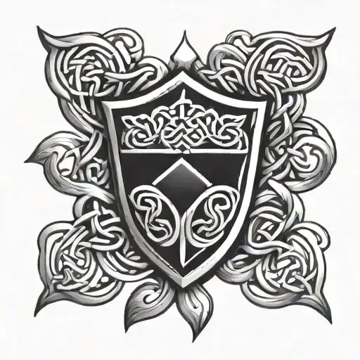 shield celtic knot roots surrounded tattoo design idea