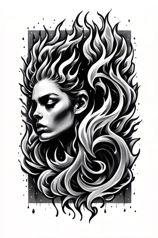 fire and rain tattoo design idea