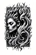 fire and rain tattoo design idea