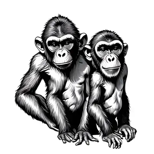three wise monkey   tattoo design idea