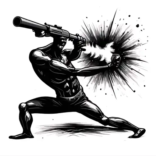 black and white stickman shooting another stickman  tattoo design idea