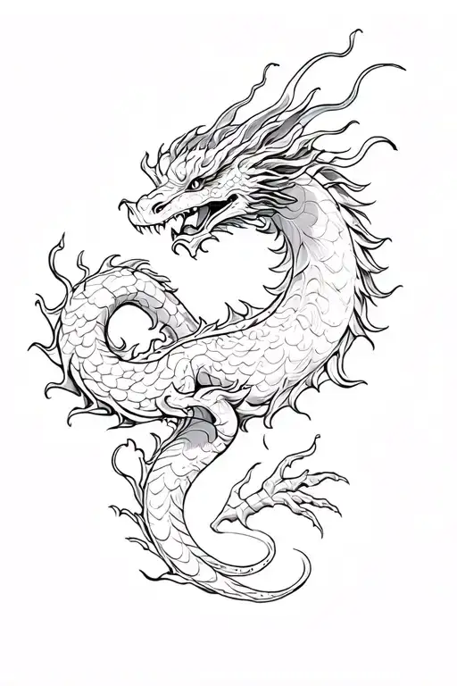 Water Chinese dragon tattoo design idea