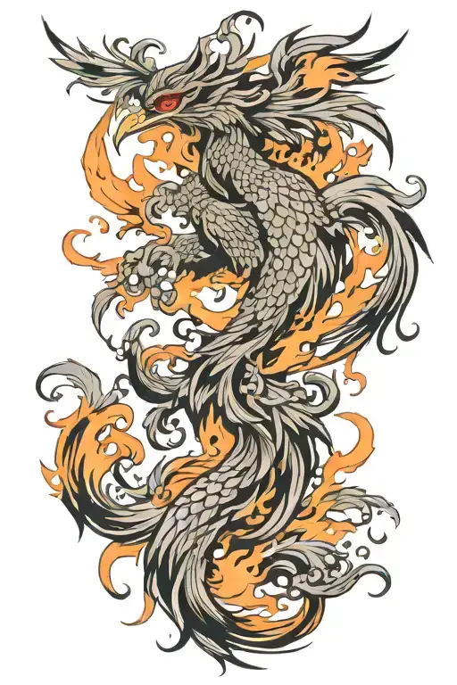 phoenix from flames tattoo design idea