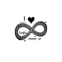 words "i love u a bushel and a peck and a hug around the neck" making a infinty sighn with "pawpaw" sognatured tattoo design idea