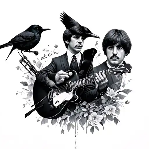 the Beatles songs the end, in my life, let it be, and blackbird tattoo design idea