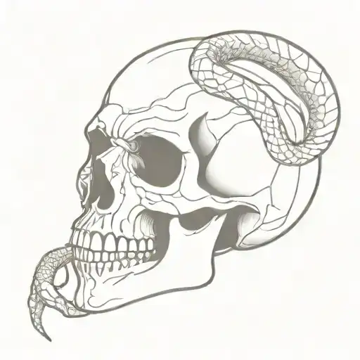 Skull with a snake tattoo design idea