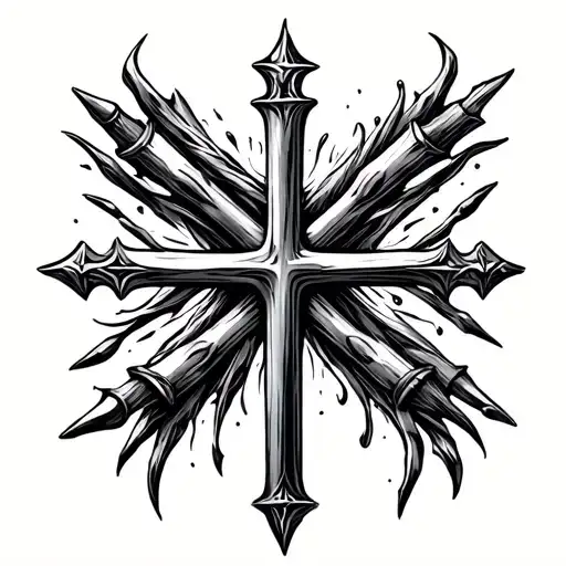 cross made of three nails tattoo design idea