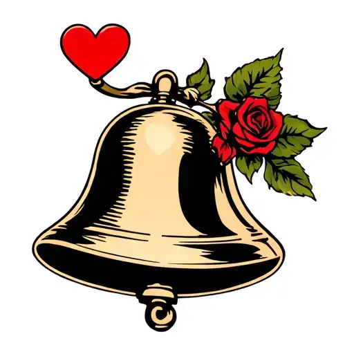"Bella" Bell with heart symbolizing love tattoo design idea