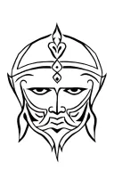 Spanish conquistador face with maori face tattoos inspired tattoo design idea