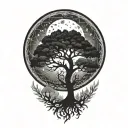 tree of life and sun and moon tattoo design idea