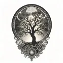 tree of life and sun and moon tattoo design idea