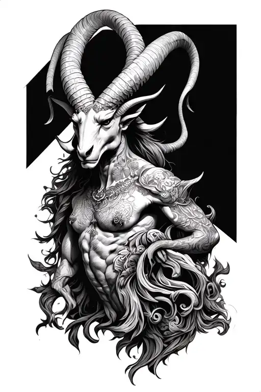 capricorn devil renaissance tattoo design idea