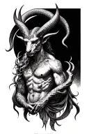 capricorn devil renaissance tattoo design idea