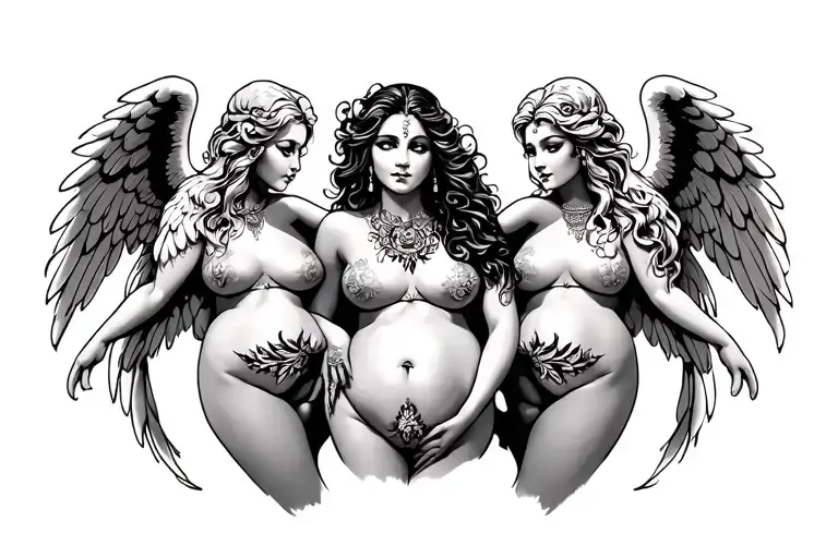 3 Chicano Belly Angels tattoo design idea