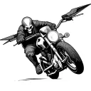 crotch rocket running from reaper tattoo design idea