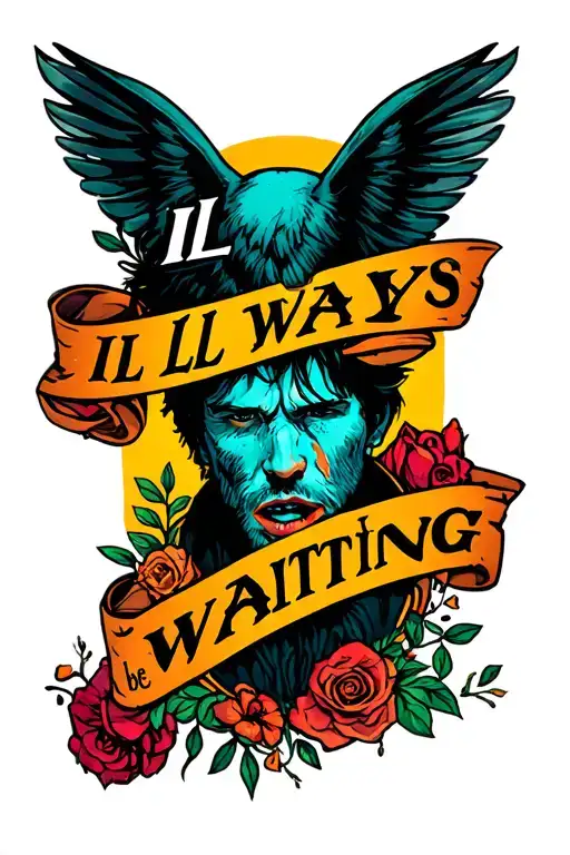 "Ill always be waiting "   to a father fighting to be apart of his kids life and time just  tattoo design idea