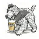 goldendoodle with beer tattoo design idea