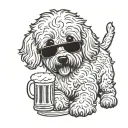 goldendoodle with beer tattoo design idea