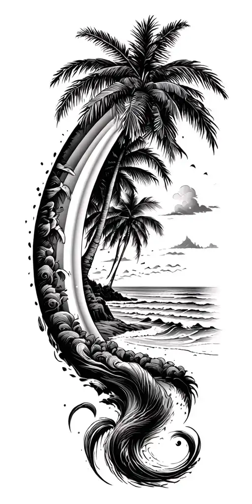 Paradise Beach Rainbow tattoo design idea