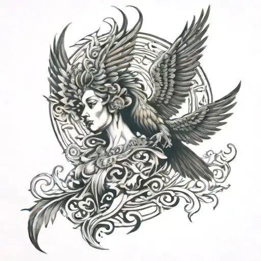 phoenix and kali goddess tattoo design idea