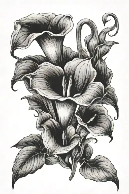 Calla Lilly and Chicory bouquet tattoo design idea
