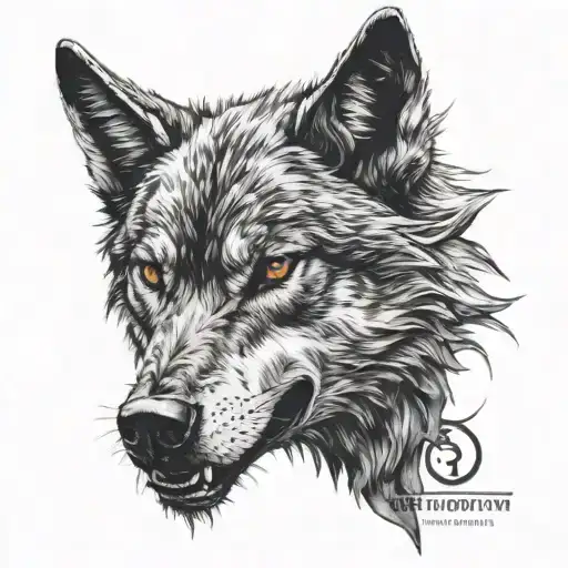 Evil wolf head tattoo design idea