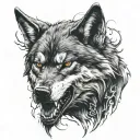 Evil wolf head tattoo design idea