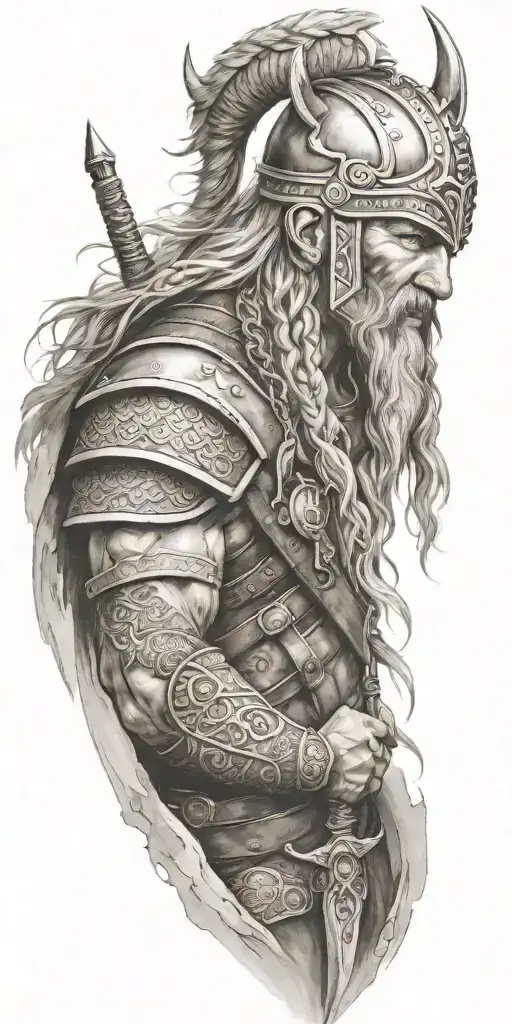 viking warriors valhalla tattoo design idea