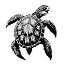 Hawaiian turtle with hawaiian design on the shell pattern tattoo design idea