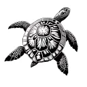 Hawaiian turtle with hawaiian design on the shell pattern tattoo design idea