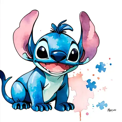 Disney stitch autism puzzle piece tattoo design idea