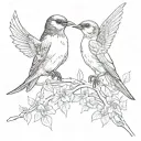 two swallows one shot the other dead tattoo design idea