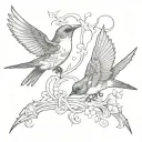 two swallows one shot the other dead tattoo design idea