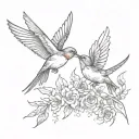 two swallows one shot the other dead tattoo design idea